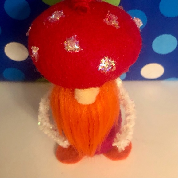 Gnome Ornament (Magenta with Orange Beard) hand-sewn - Picture 6 of 8